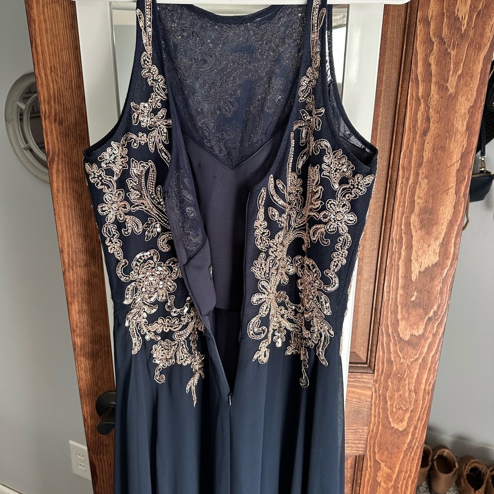 Betsy & Adam Navy Dress with Embroidery - Picture 4 of 6